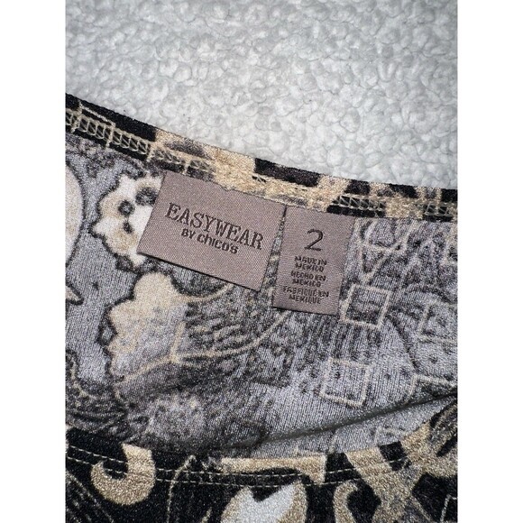 Easywear by Chico's Top Floral Blouse Size 2 - Picture 4 of 8